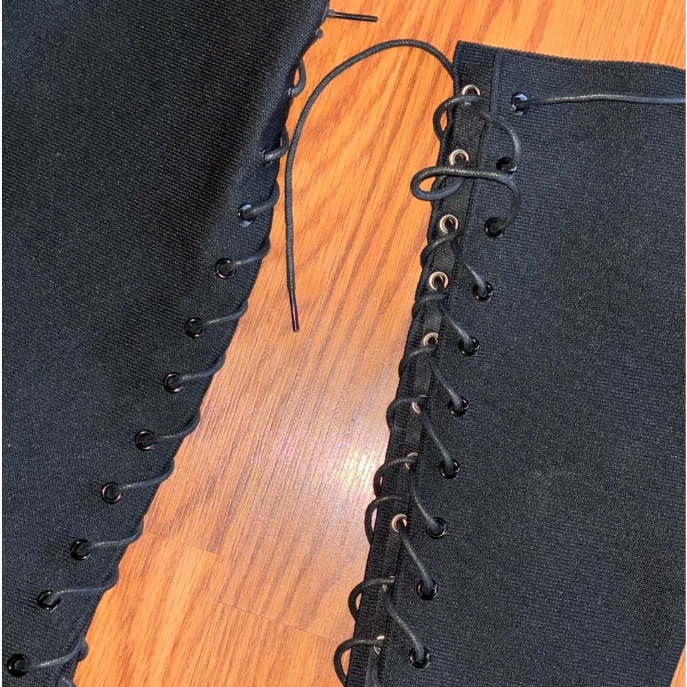 Cuccoo Lace Up Front Stiletto Heeled Boots For Summer Graduation Heels Size 8 Black - Image 3