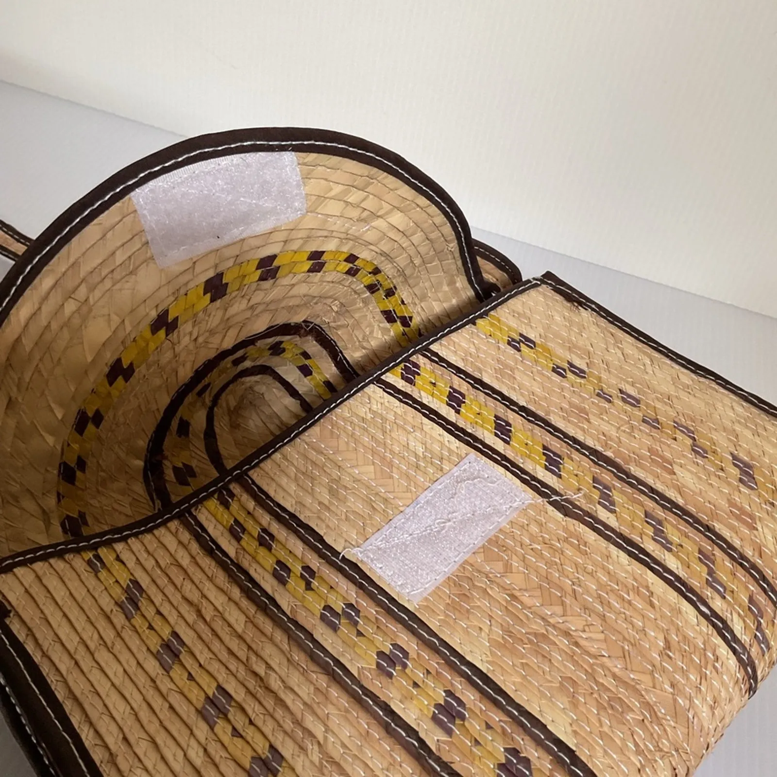 Vintage Handmade Woven Palm Crossbody Bag Mexican Artisan Straw Shoulder Purse Tan - Image 7