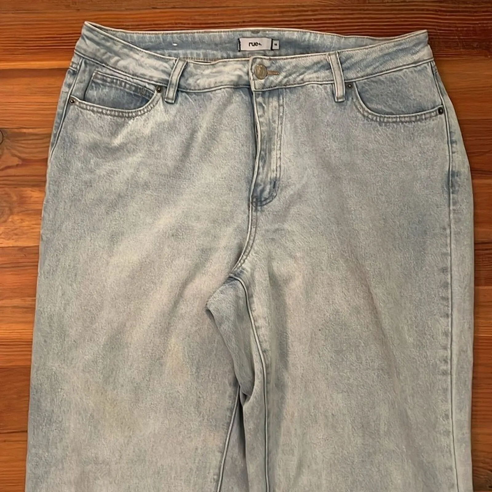 Rue+ Rue21 Denim Blue Jeans Womens Size 14 Straight Wide Leg Loose Fit - Image 12