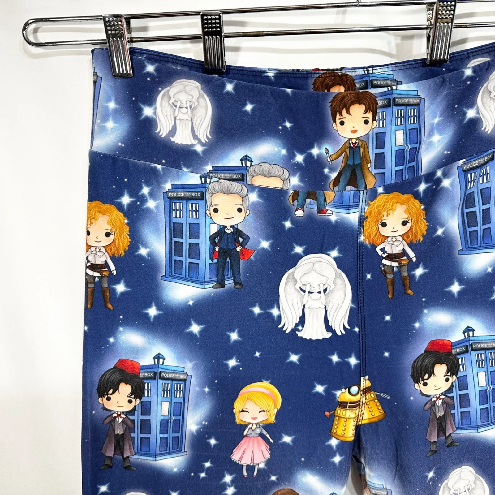 Dr Who Leggings XL Chibi Cartoon Blue‎ Cosplay TC Soft Stretch Superwholock 1686 Blue - Image 6