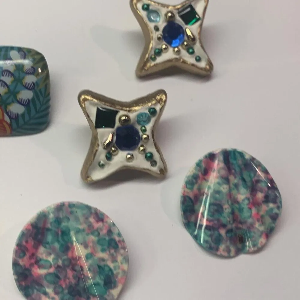 Lot Of 5 Large Costume Earrings Pierced Vintage - Image 2