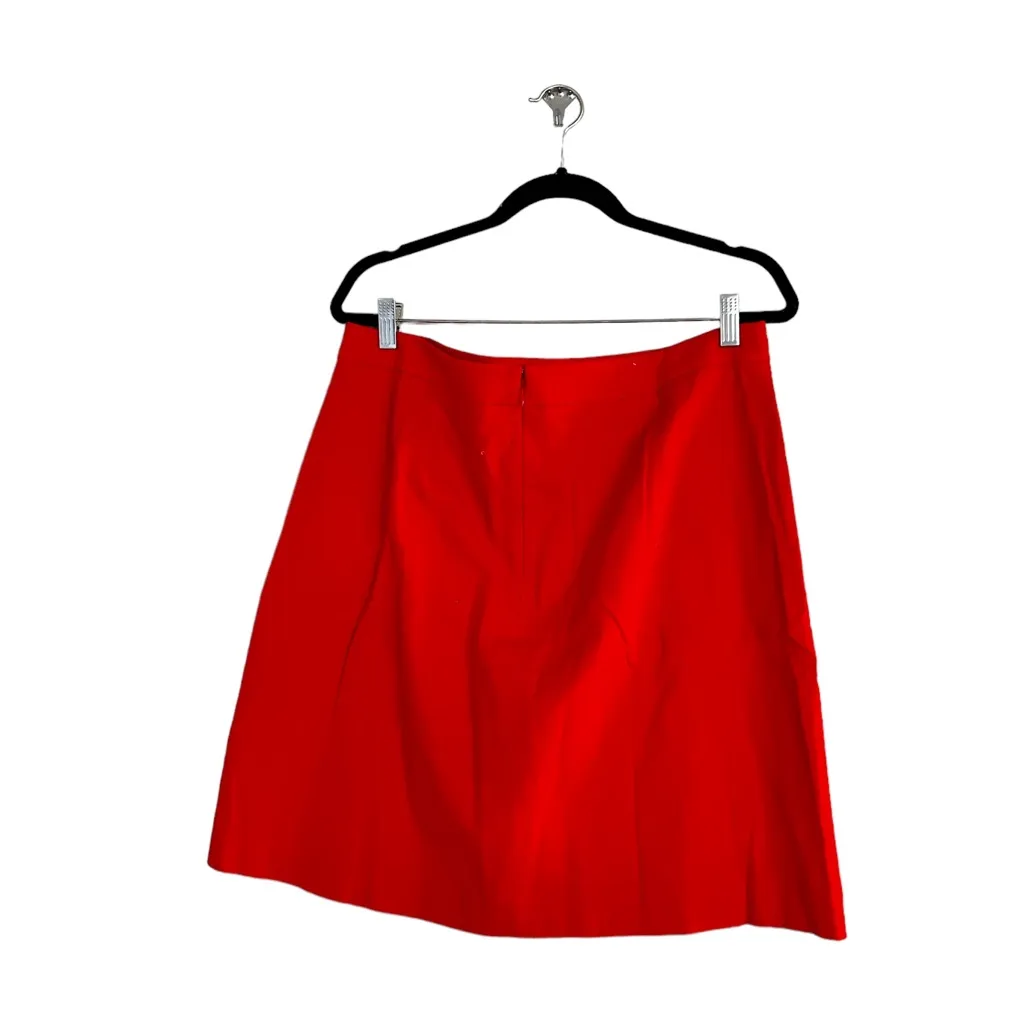 NWOT J. Crew Pleat Front Stretch Linen Sailor Skirt Bright Orange / Red - Image 4