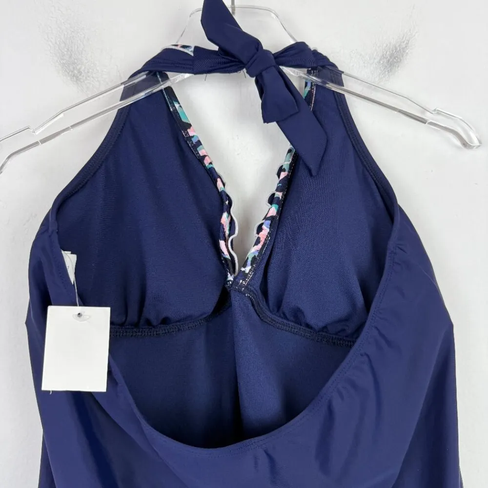 NWT  Mariposa Halterkini Top Tankini Swim Navy Blue Plus Size 14 - Image 10