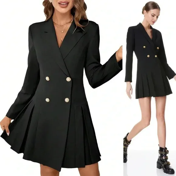 Alice‎ + Olivia Kyrie Tuxedo Dress Black Size 12 - Image 3