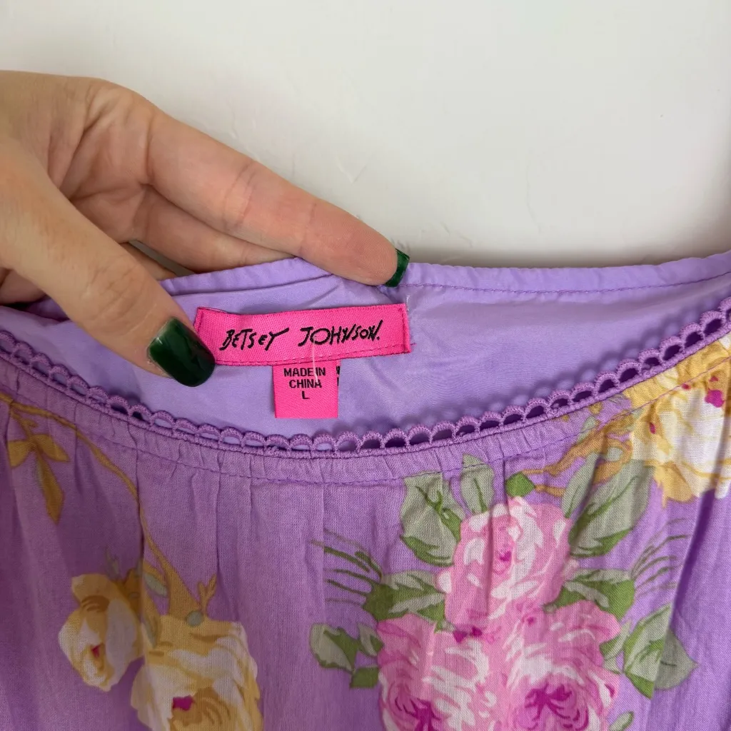 Betsey Johnson Cotton Bouquet Print Tiered Cottagecore Maxi Dress - Image 10