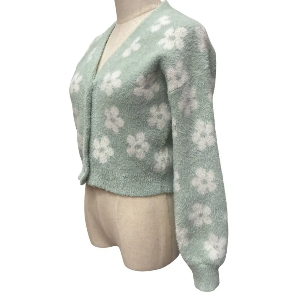 Almost‎ Famous Women's Floral Print Crop Cardigan Sweater Size S Knit Cozy - Image 4