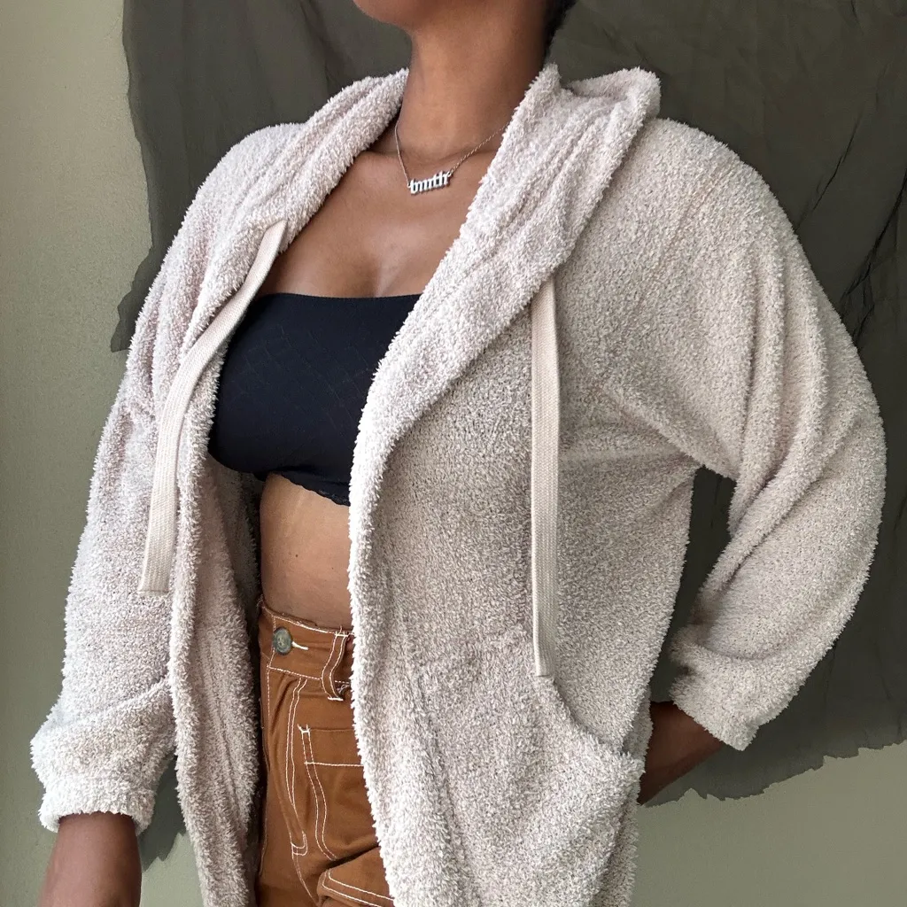 Urban Outfitters Out From Under Fuzzy Open Front Hooded Cardigan Size Small - Image 2