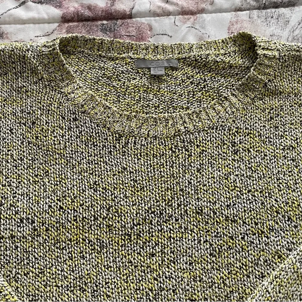 COS yellow marled cotton blend crewneck long sleeve sweater, size S minimalist - Image 13