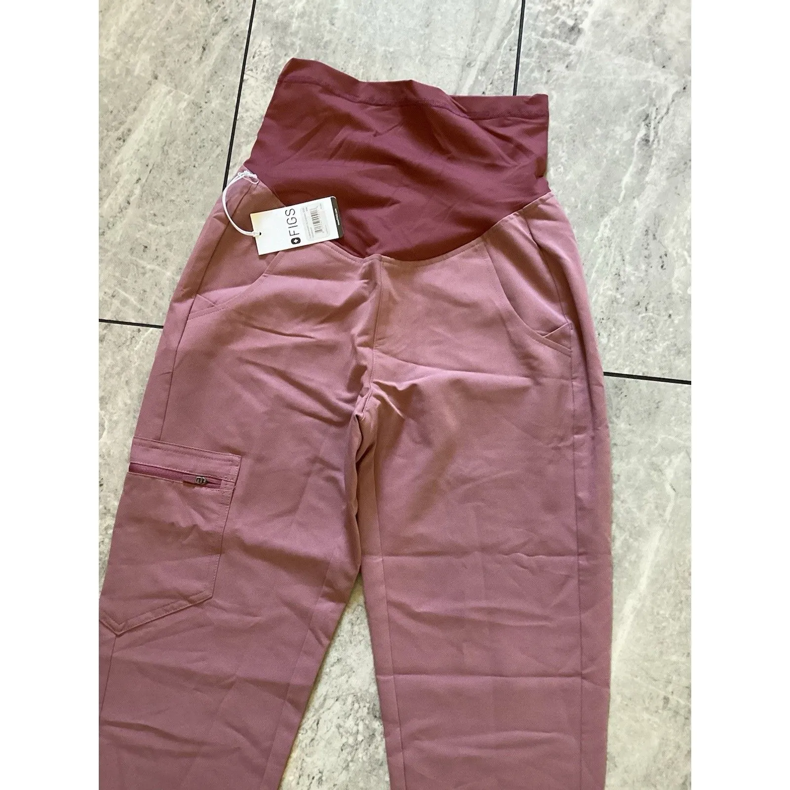 FIGS Scrub Pants Womens XXS Tall Maternity Pink  Zamora Jogger Waistband Medical - Image 3