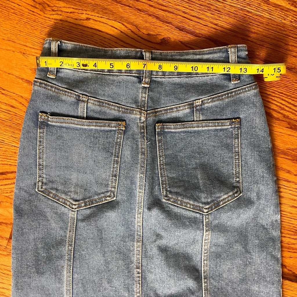 House of Harlow 1960 Blue Denim Midi Skirt Size 6 - Image 7