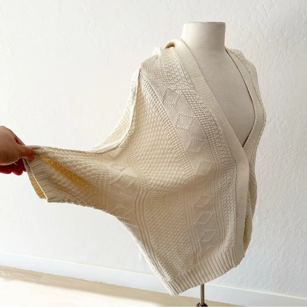 Free People Cream Oversized Slouchy Cable Knit Cardigan | XS - Image 7