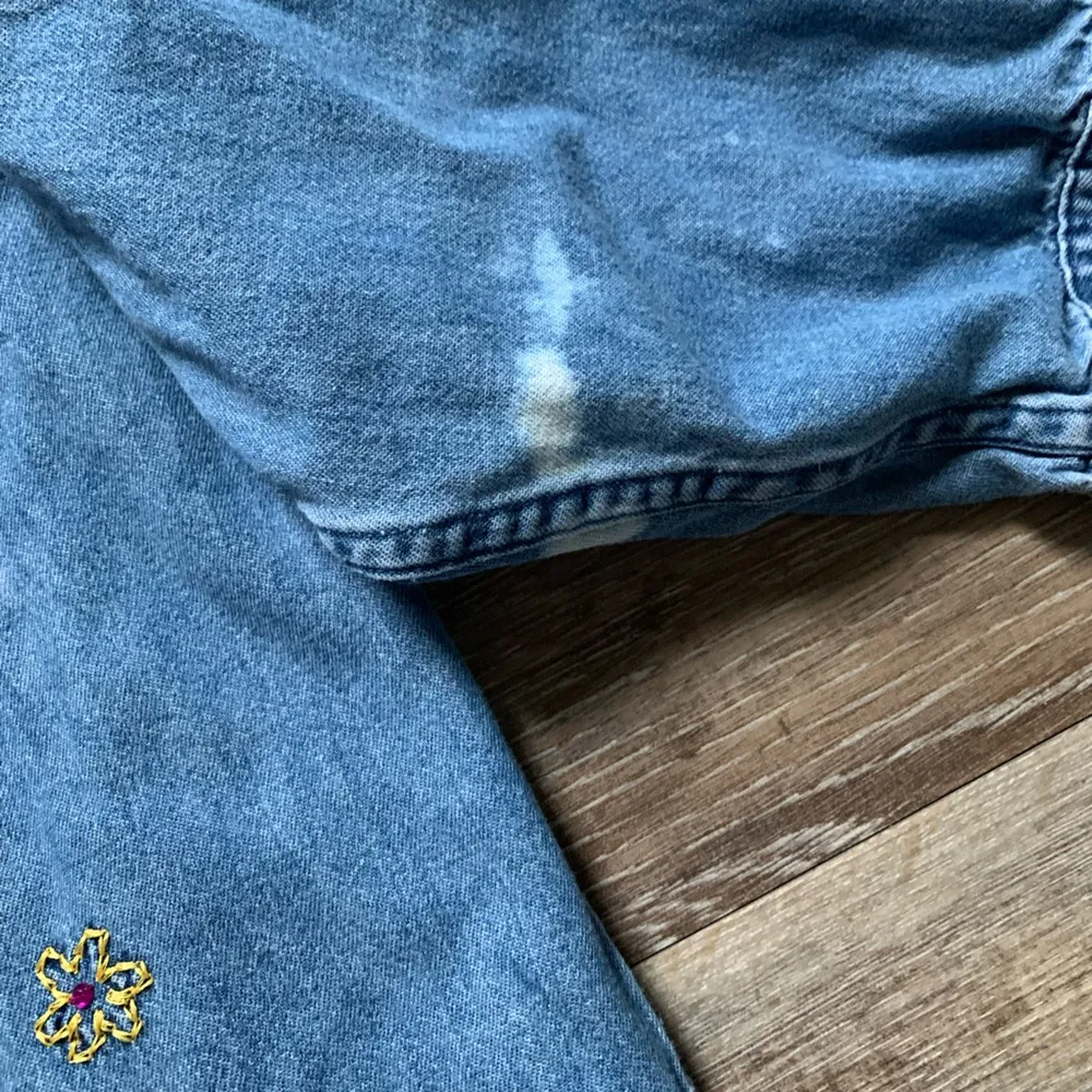 Vintage Looney Tunes Tweety Bird Oversized Denim Button Down Shirtt L - Image 7