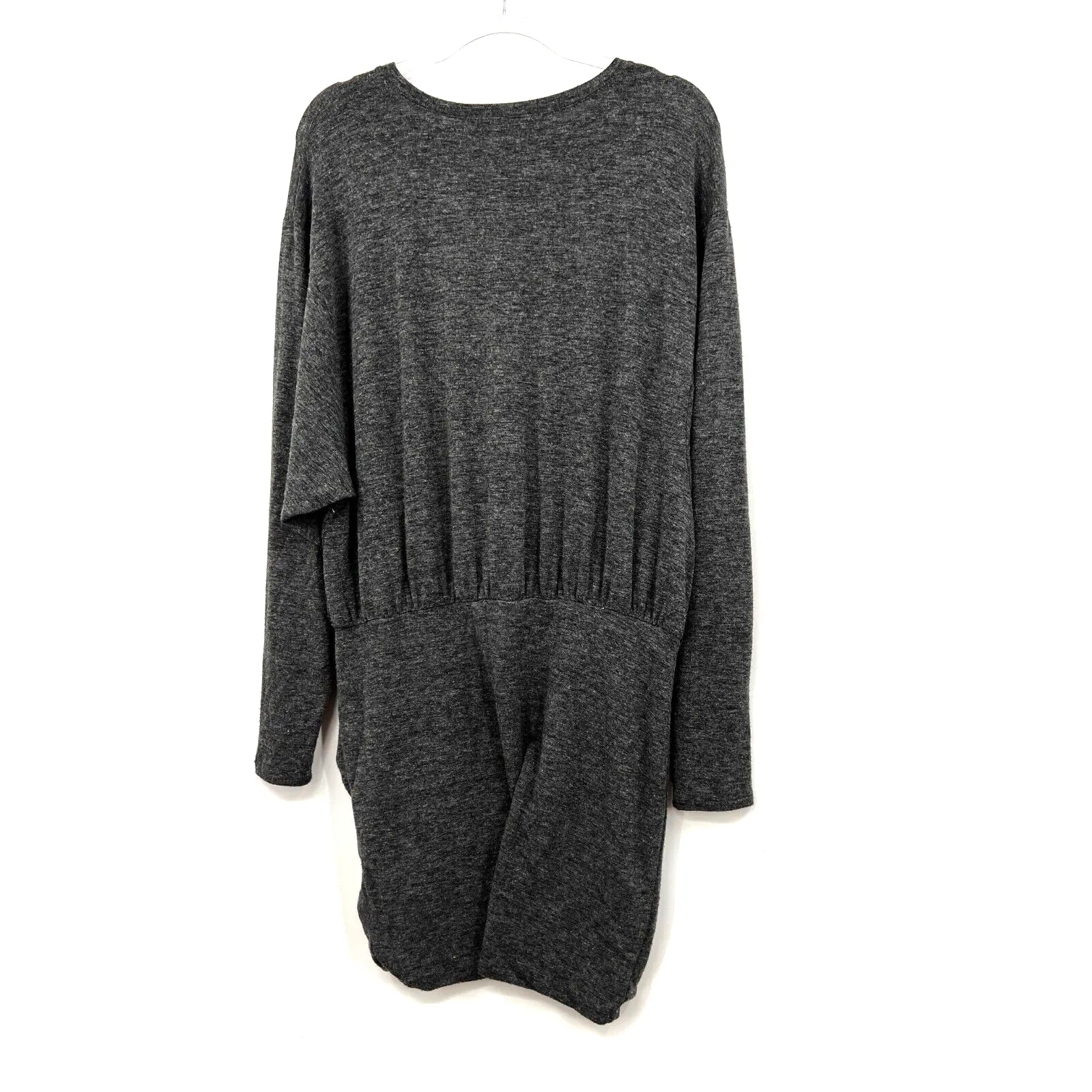 Something‎ Navy Sweater Dress XS Gray Rayon Blend Dolman Sleeve Ruched Women - Image 5