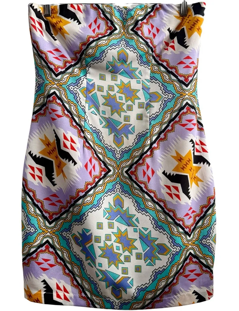Revolve x Naven Strapless Geometric Mini Dress Southwest Print Size Small $228 - Image 1