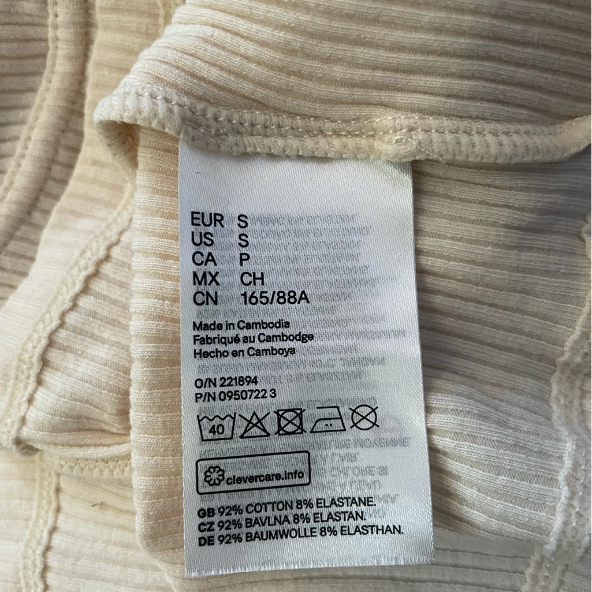 H&M Cream Cropped Ribbed Corset Long Sleeve Top size Small - Image 6