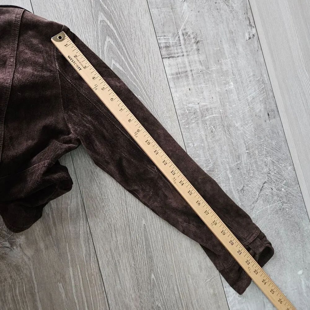 Live A Little Suede Brown Embroidered Floral Velvet Blazer Boho Jacket Size M - Image 11