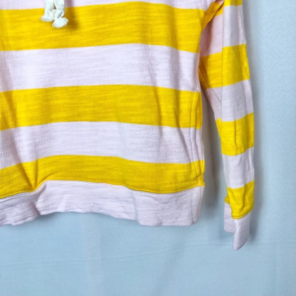 J. Crew Pink & Yellow Striped Vintage Cotton Terry Hoodie XXS - Image 8