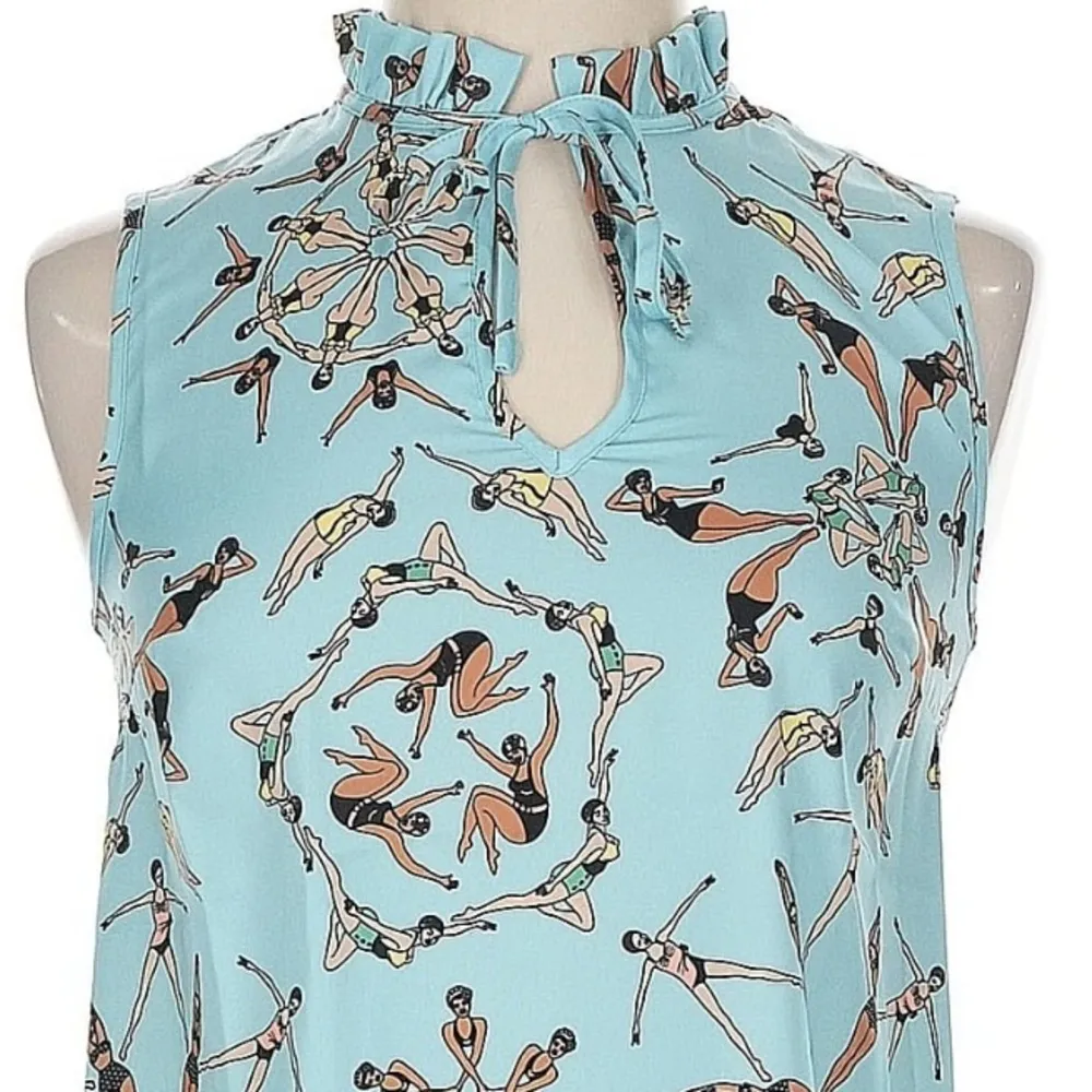 ModCloth x Dupenny Sleeveless Ruffle Blouse Size XXS Sychronized Swimming NWT - Image 8
