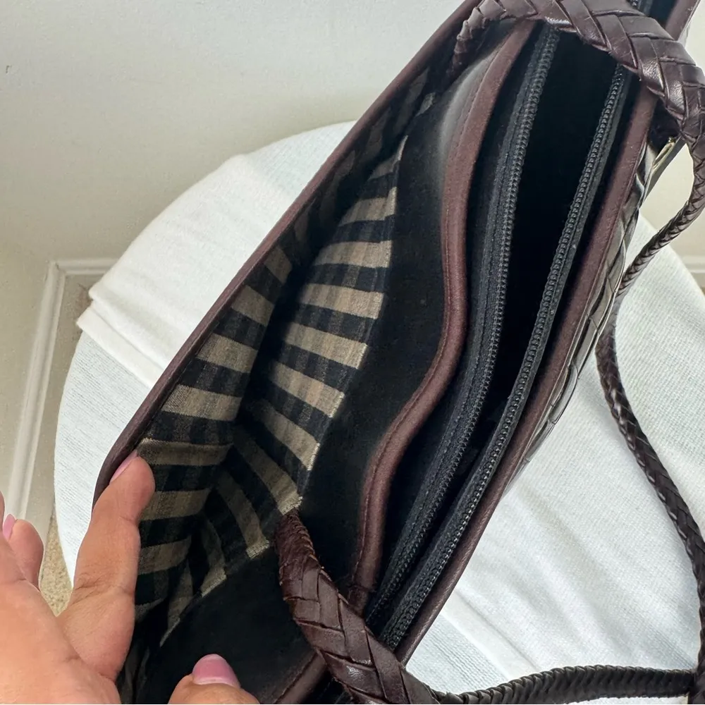 VINTAGE Brighton Satchel Croc Leather Handbag Purse 133757 Black & Brown - Image 7