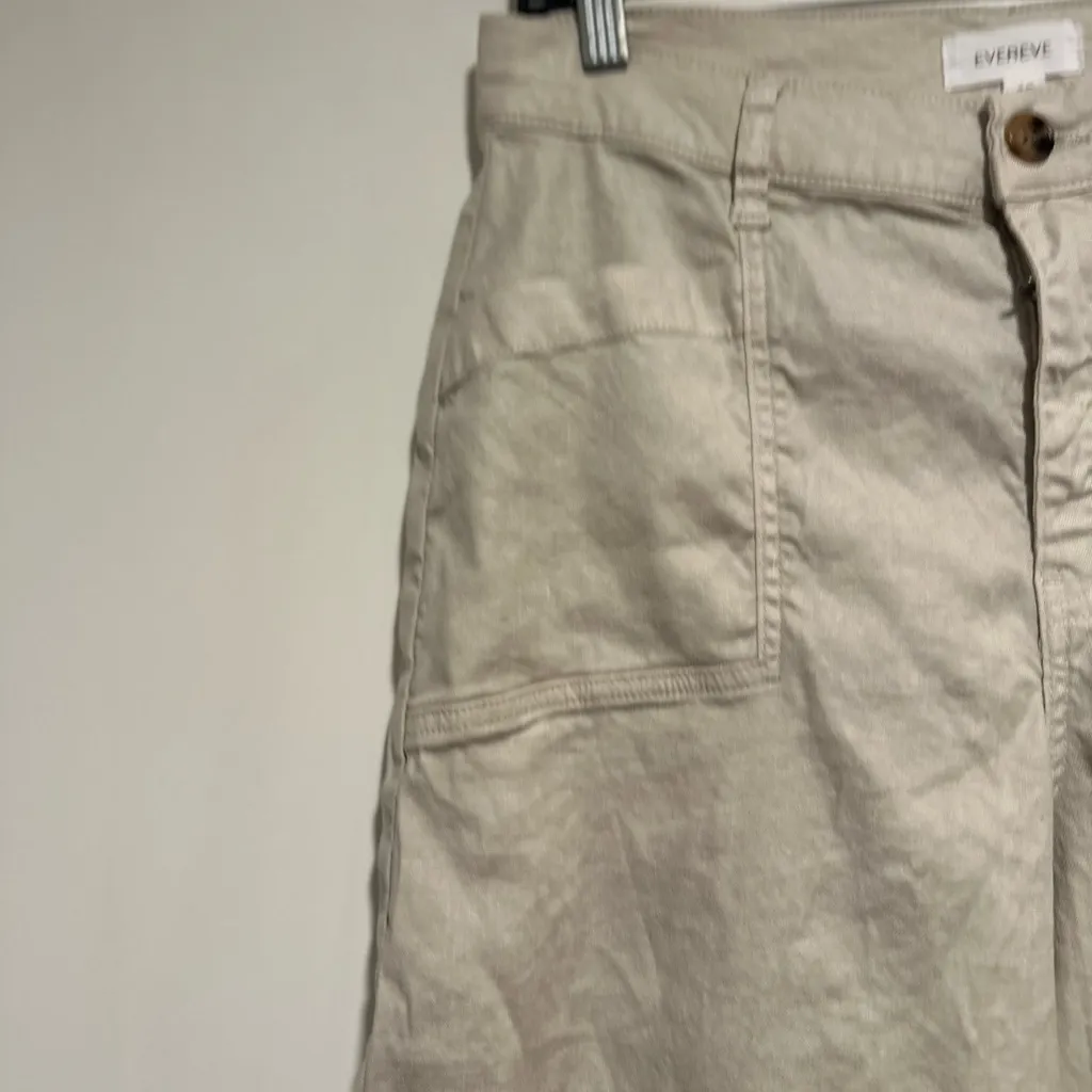 Evereve Women’s Sz: 27 Cream Tan  Wide Leg Linen Blend Pant. Patch Pocket. - Image 12