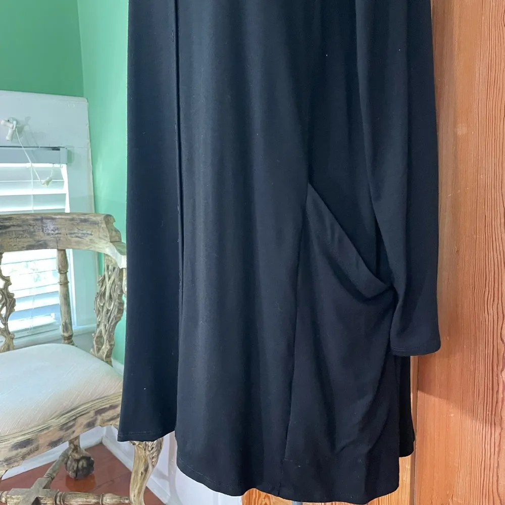 Eileen Fisher Mandarin Collar Soft Jersey Tunic Top Dress in Black - Sz Small - Image 5