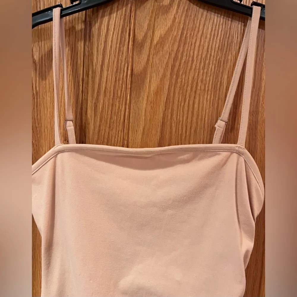 Urban Outfitters Side Ruched Straight Neck Bodycon Mini Dress in Nude Size Small - Image 2