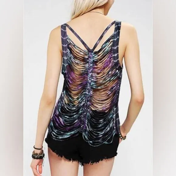 Lovers + Friends Purple Tie-Dye Sleeveless Cut Out Tank Top Size XS - Image 2