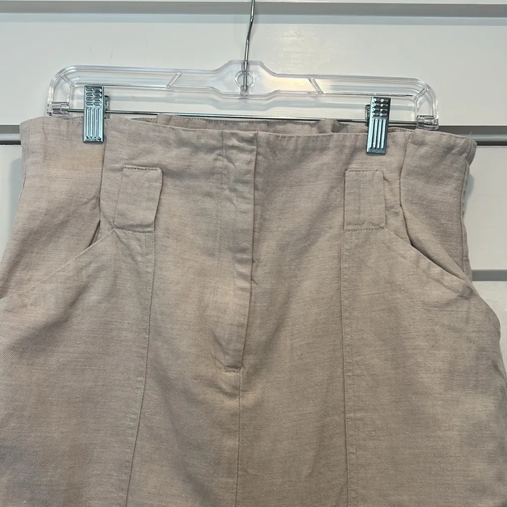 H&M linen blend Cream/light tan High-Waisted Skirt size 10. - Image 3