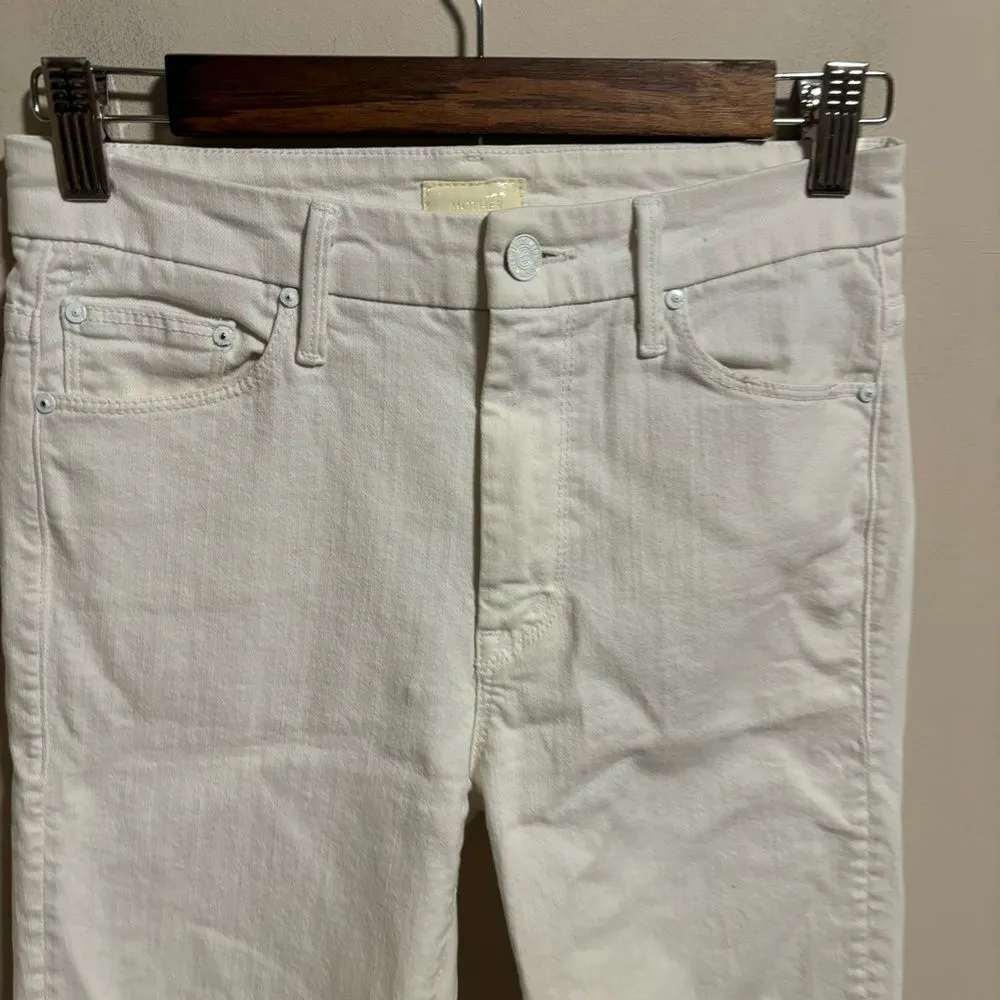 Mother High Waisted Looker Ankle Fray Jeans in Stayin’ Alive White - Image 4