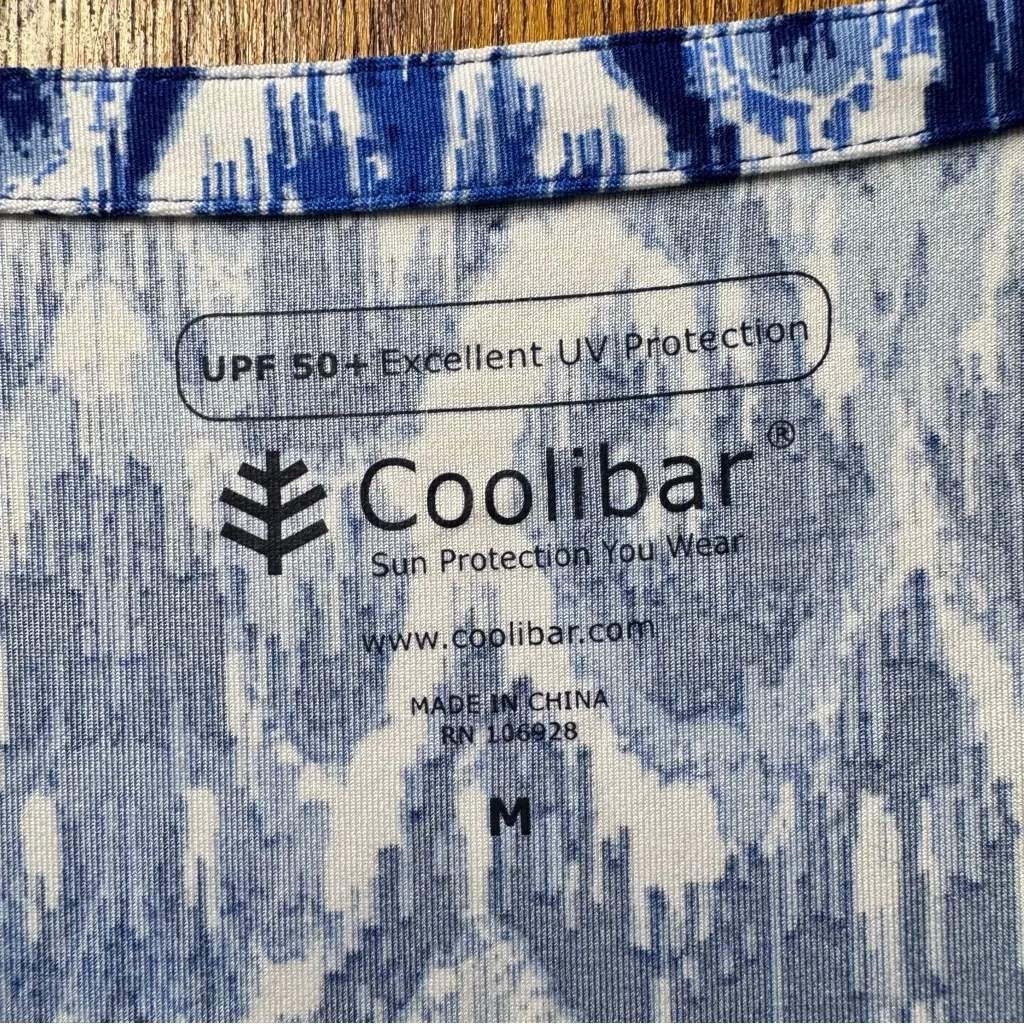 Coolibar Cover Up Mini Dress Long Sleeve Pullover Blue White Medium - Image 5