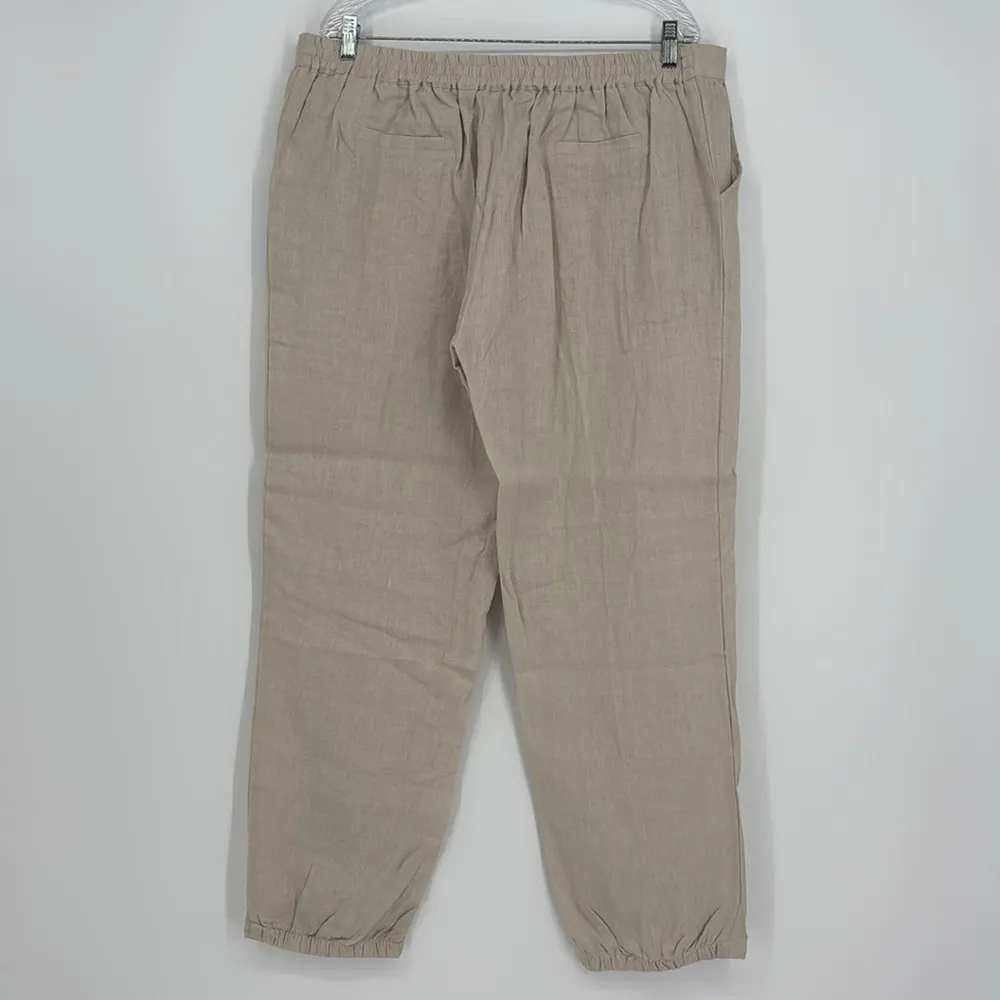 Iximo 100% Linen Paperbag Pants Women’s Size XXL in Light Tan Khaki New w/ tags! - Image 10