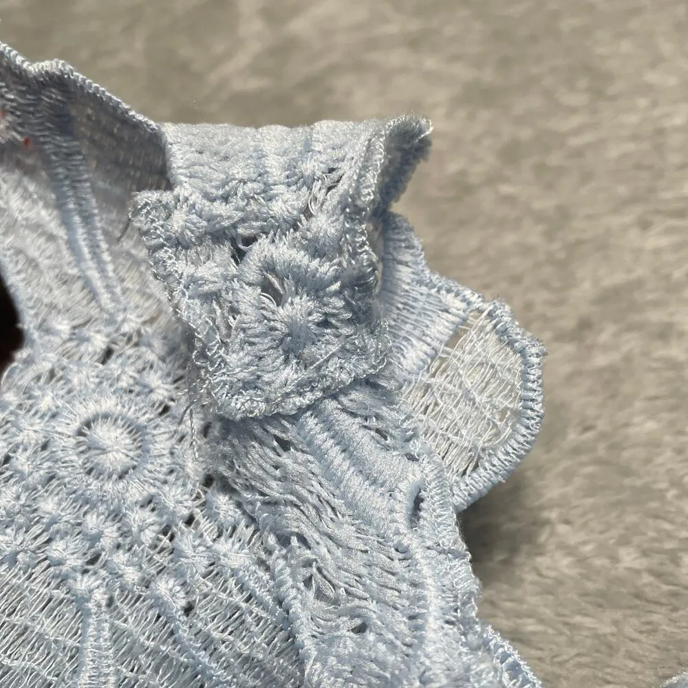 Saylor Free People Dress Womens Extra Small Melody Madi Delicate Floral Lace Blue Size XS - Image 10