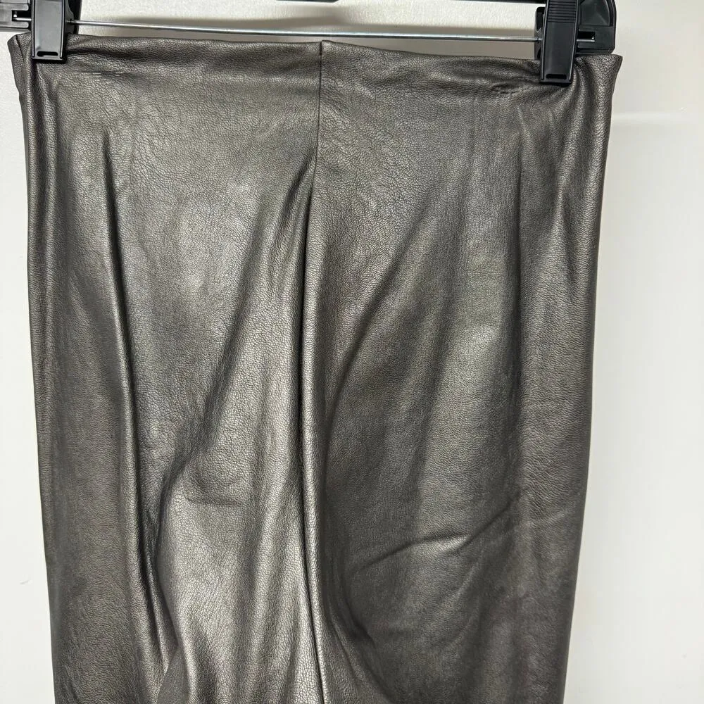 Commando Control Womens Metallic Pewter Vegan Leather Shaping Leggings Large - Image 4