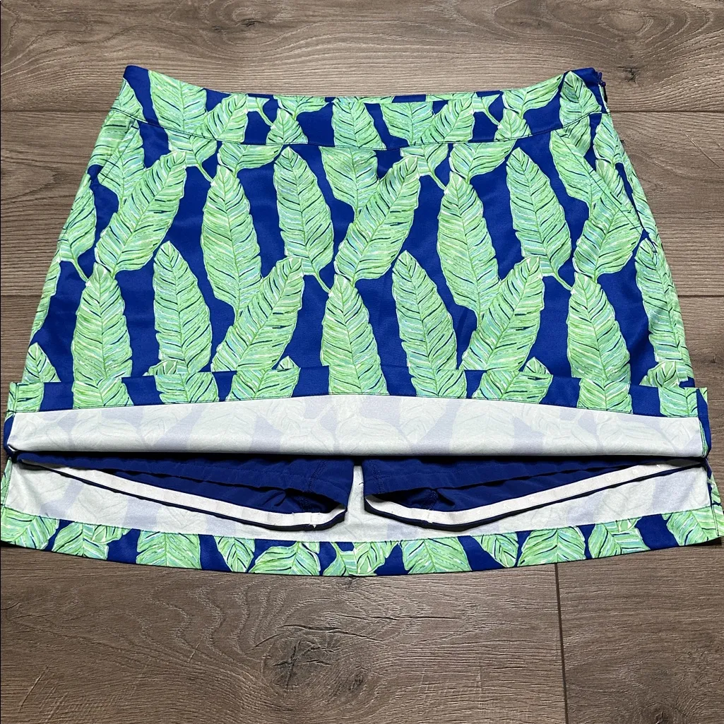 Vineyard Vines Golf Skort‎ Palm Leaf Royal Ocean Multicolor Skirt Blue Green 14 - Image 4