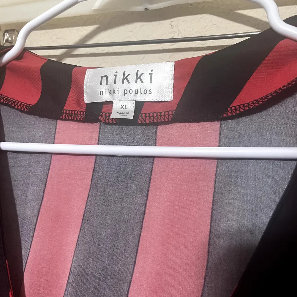 Nikki Poulos Maxi Dress Sleeveless Red Black stretchy sz XL long Cruise Beach - Image 3