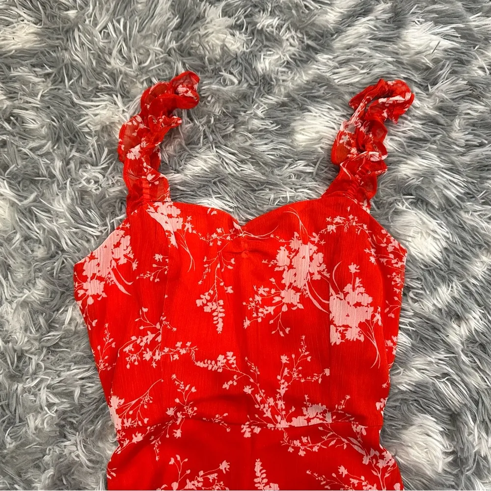 All in Favor Red Floral Mini Dress - Image 3