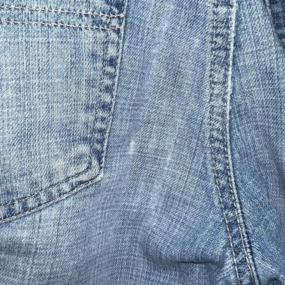 Tommy Hilfiger Womens Boyfriend Blue Jeans Size 32 x 29 Hemmed Y2K Distressed - Image 4