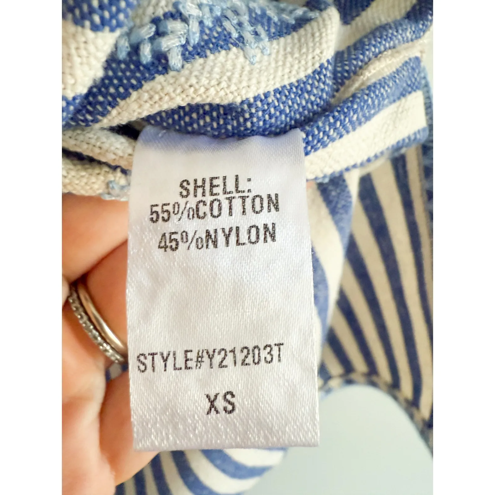 Tuckernuck | Blue Stripe Mini Sullivan Embroidered Canvas Caftan | Sz XS - Image 8