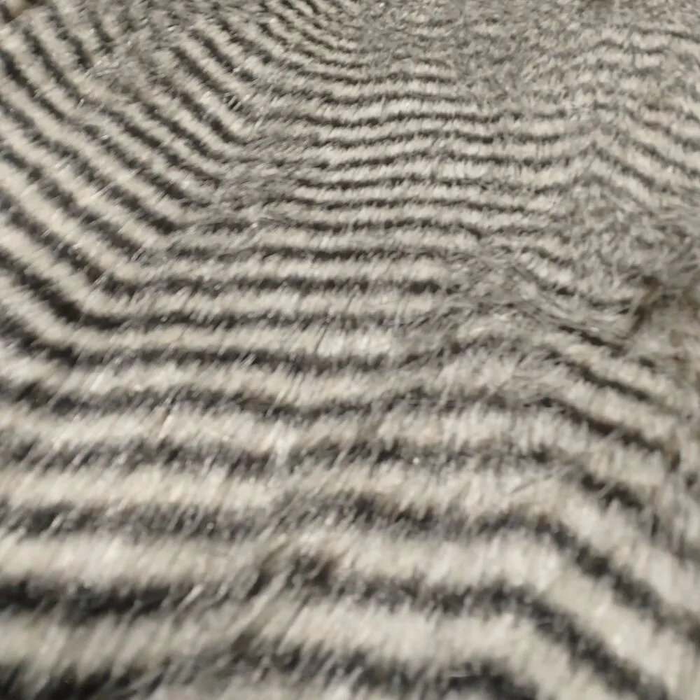 Faux Fur Striped Vest By Lunik Size L Black & Gray - Image 11