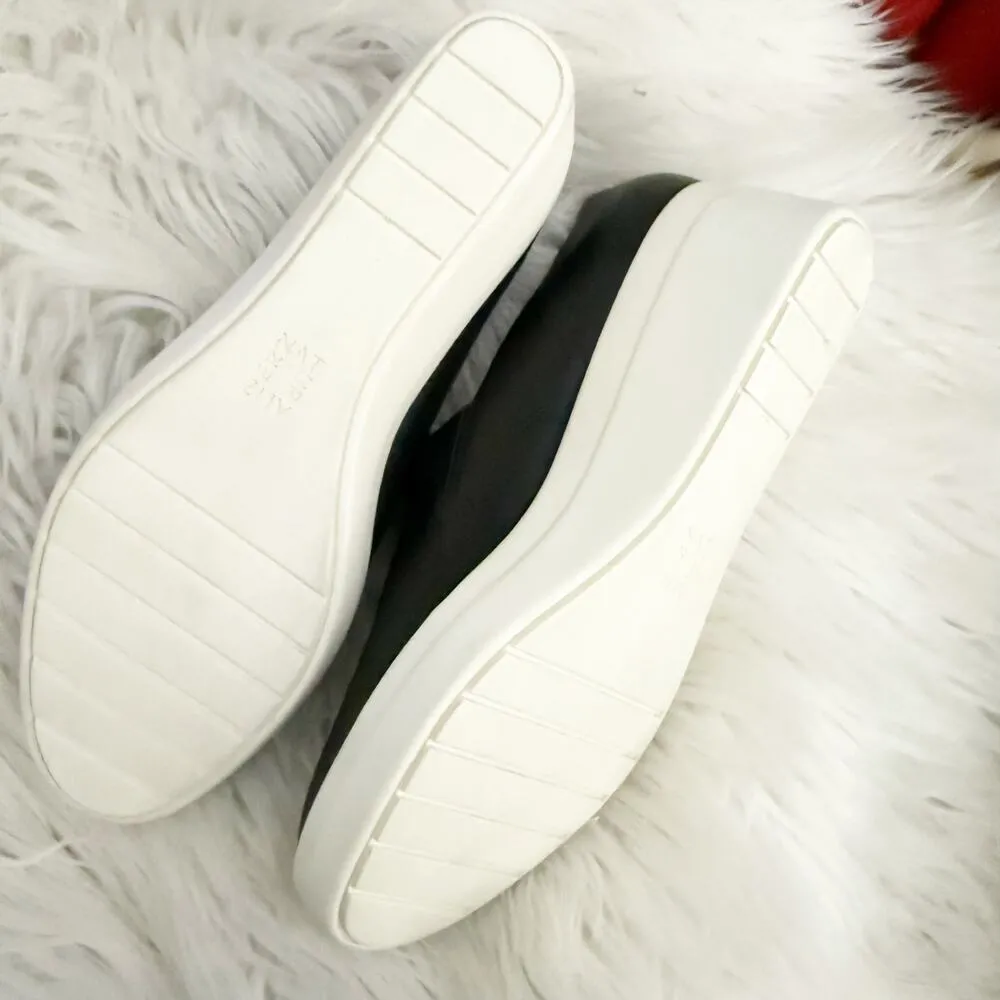 NATURALIZER | Sandra Slip-on Wedge Black White Smooth Faux Leather Slide | 10 - Image 7