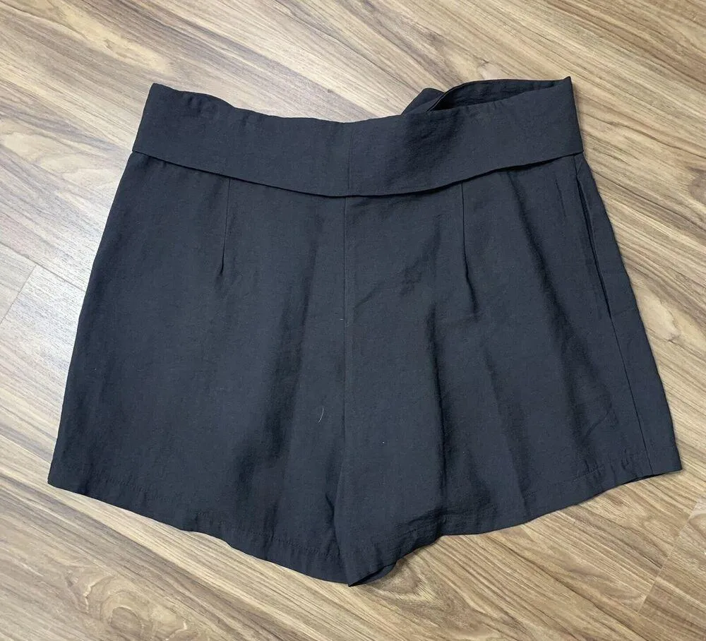 Gilli Size 0X Shorts High Rise Pleated Waist Tie Black Dress Pockets Women’s NEW - Image 11