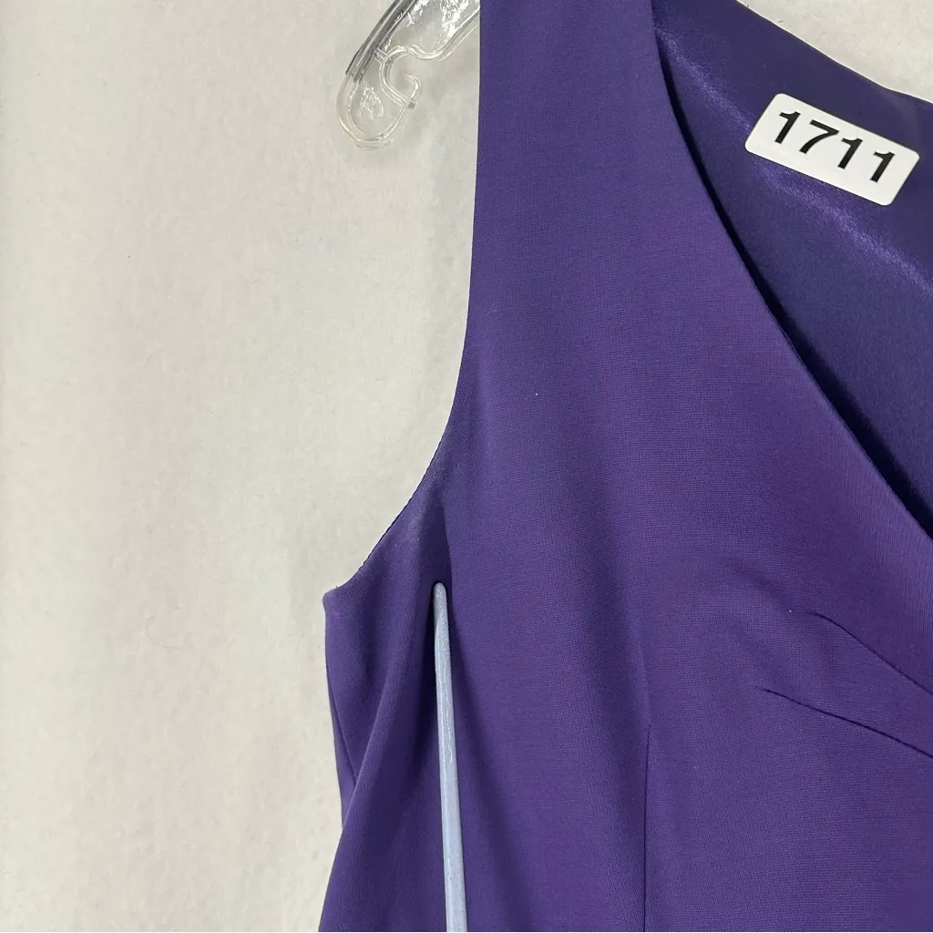 Elie Tahari Sleeveless Midi V Neck Dress Cocktail Womens Large Purple - Image 6
