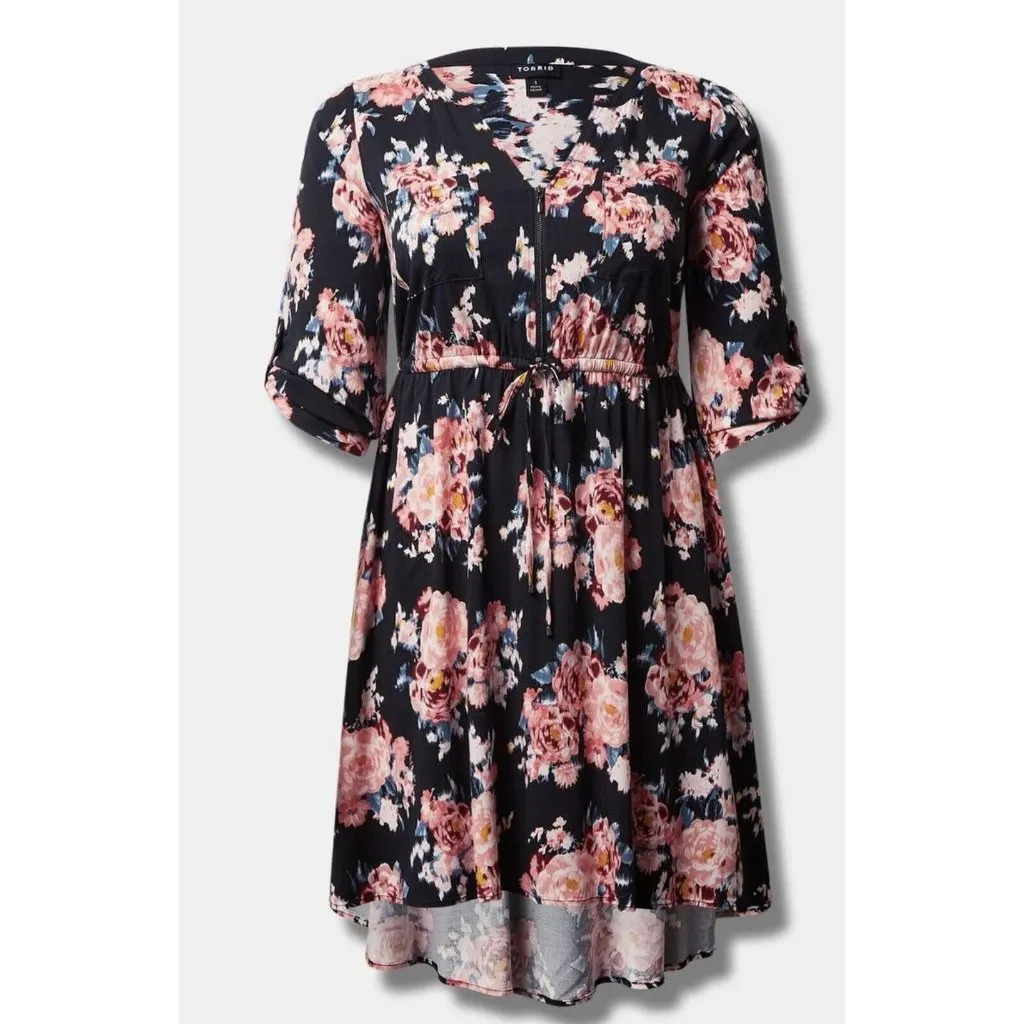 Torrid‎ Mini Challis Floral Print High Low Plus Size 1X Shirt Dress 16749679 - Image 8