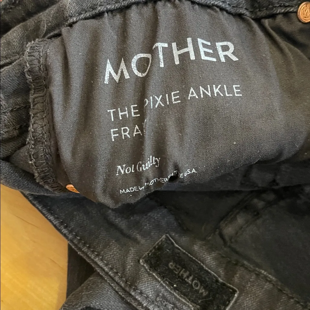 MOTHER The Pixie Ankle Fray Not Guilty Black Skinny Jeans Size 28 - Image 4