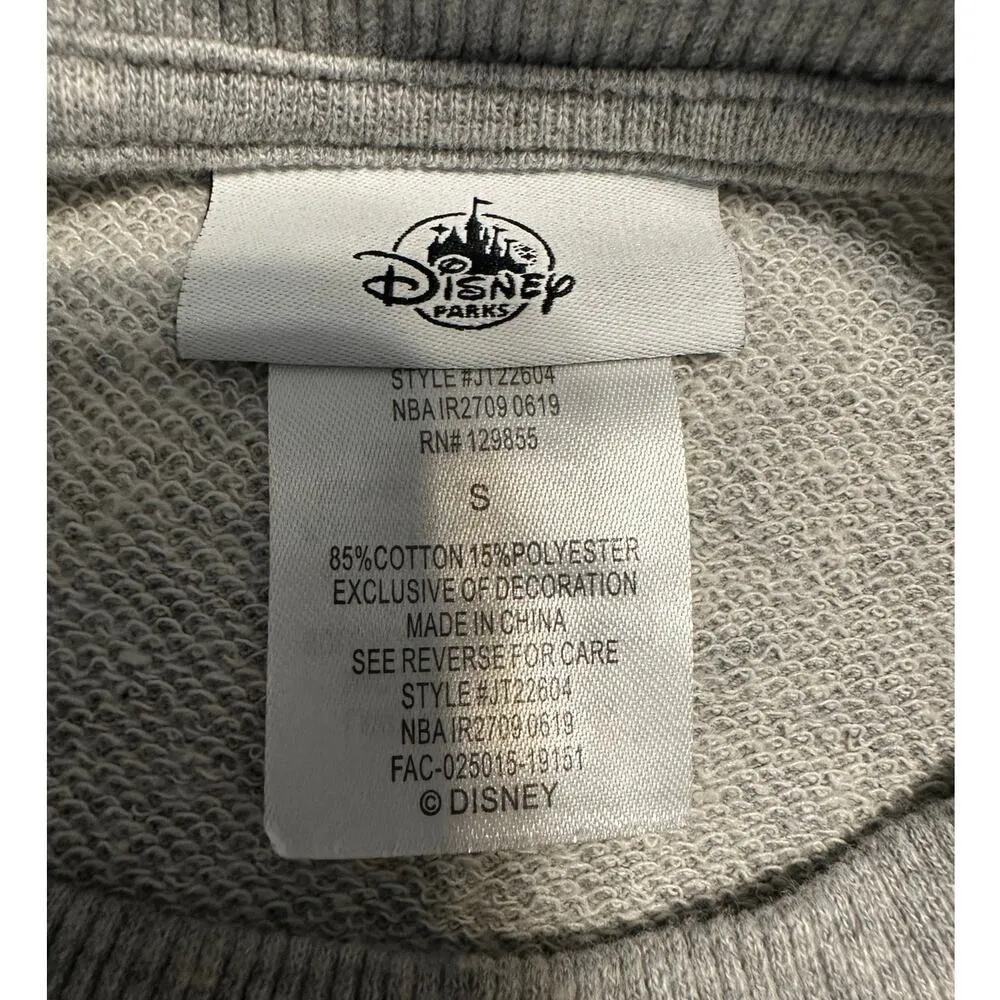 Disney Parks Crewneck Sweatshirt Small Sequin Mickey Mouse Gray Pullover Cropped - Image 4