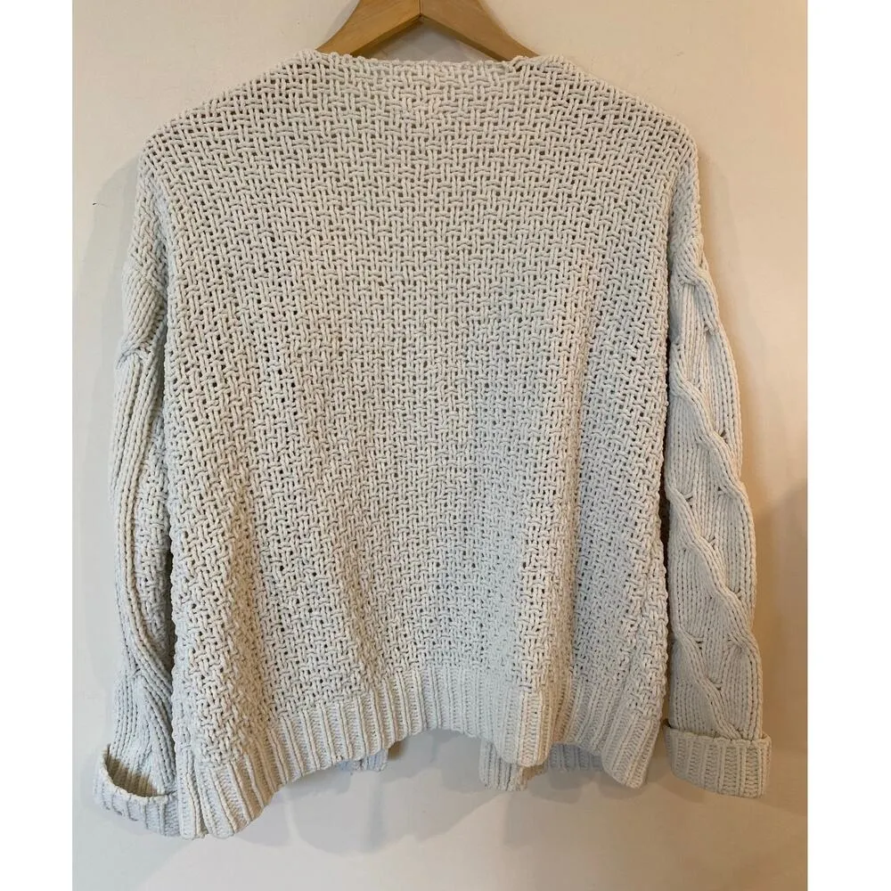 Harper Heritage Slouchy Chunky Knit Open Cardigan Sweater Cream Womens Medium - Image 2