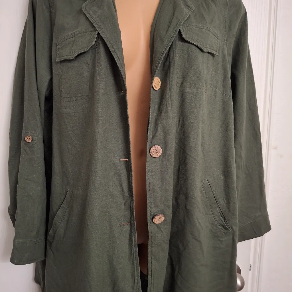 Torrid Olive Green Linen Self Tie Anorak WITHOUT Belt Plus 1 - Image 11