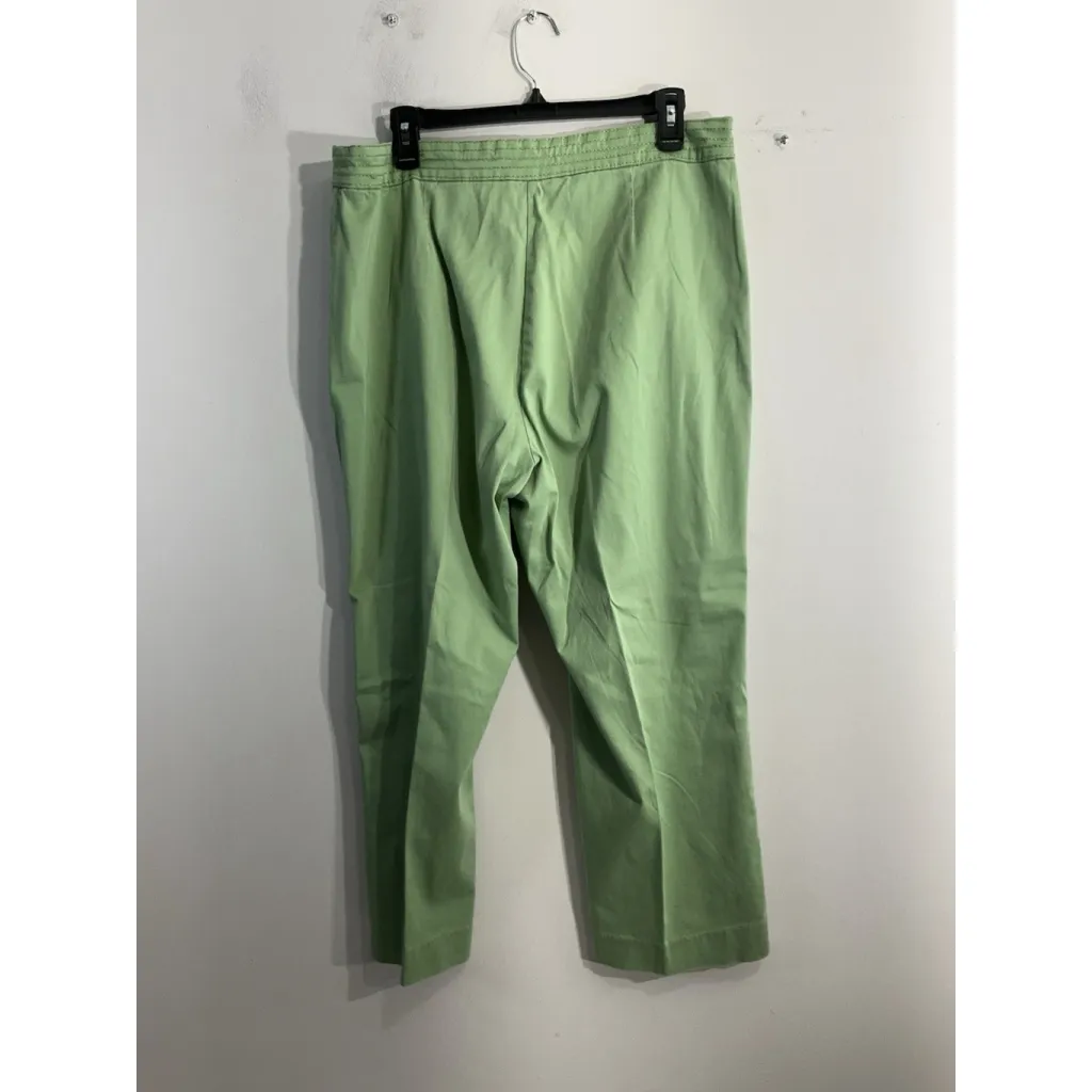 Womans Coldwater Creek Crop Pants 14 Green Zip Clasp Button Close - Image 2
