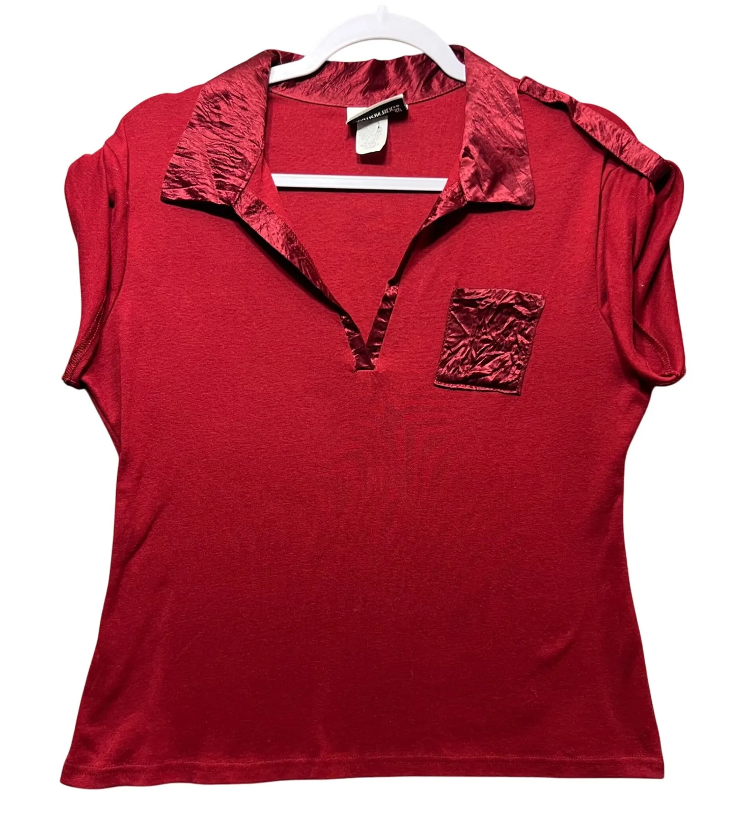 Vintage Y2K Fashion Bug Red Polo Shirt Acetate Trim Short Sleeve Top XL 90s USA - Image 1