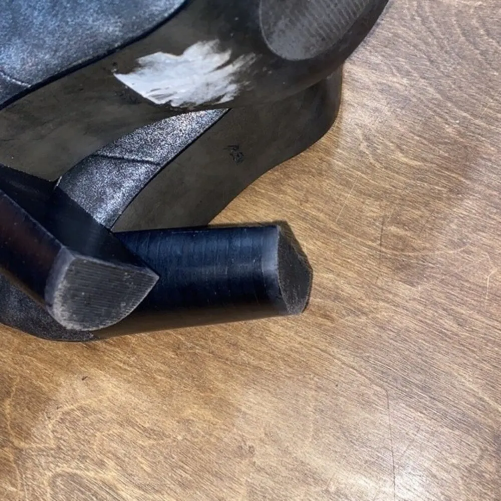 Kaari Blue Jade metallic open toed booties size 6 1/2 - Image 5